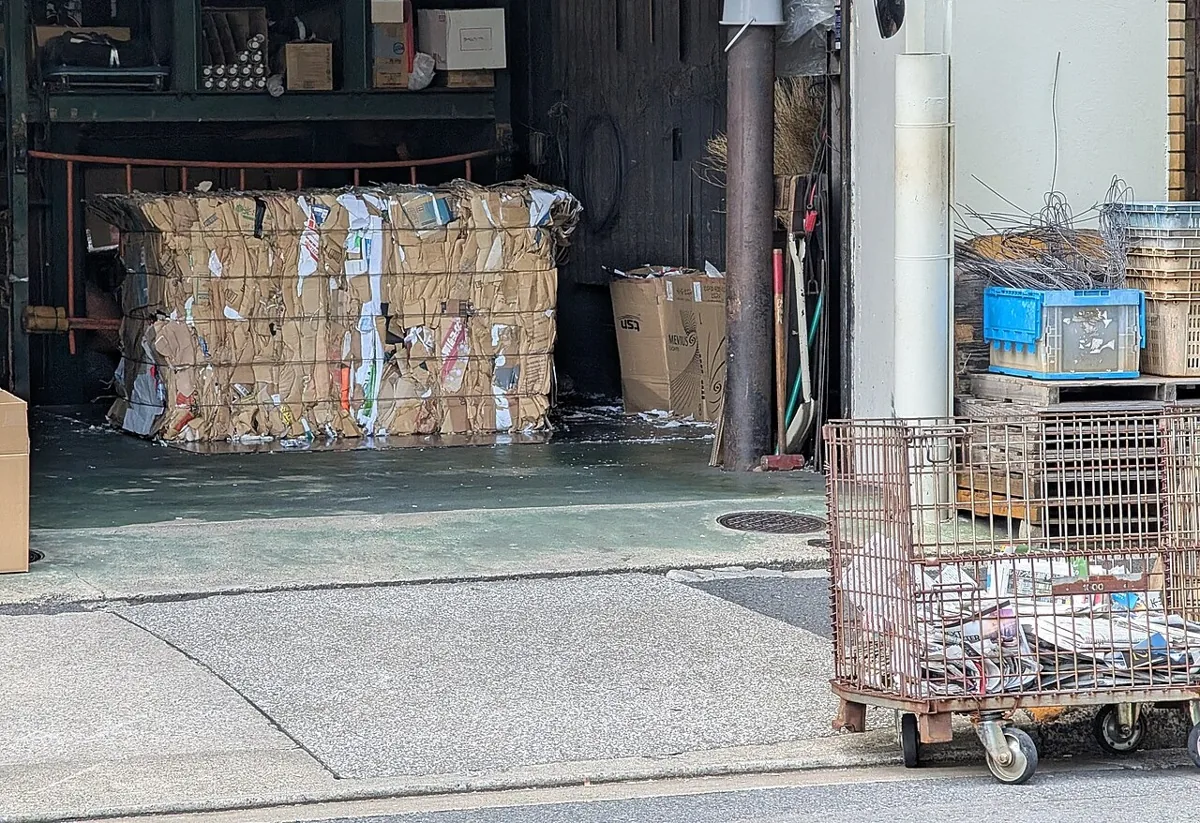 Baled cardboard ready for shipping